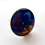 Handmade adjustable ring with liquid glass new