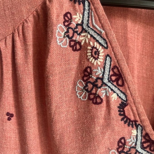 Zara long pink embroidered dress new