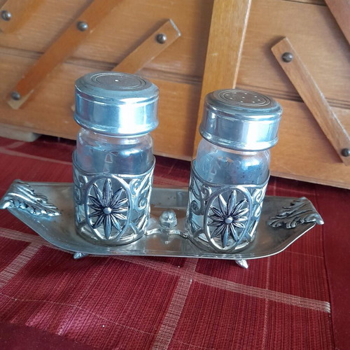 Vintage silver-plated swan decoration set used