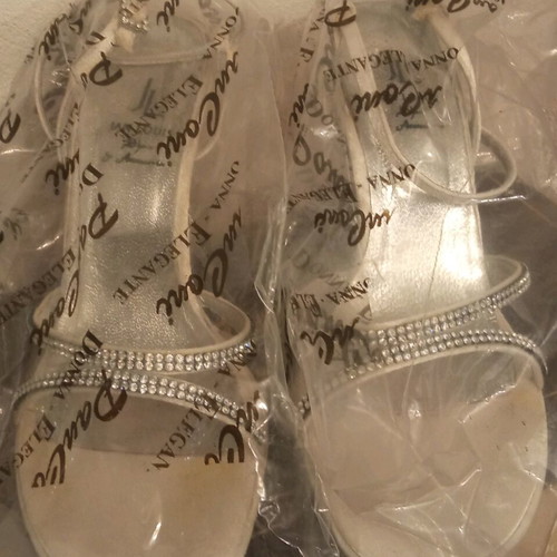 Bridal sandals like new, size 39, white satin with Swarovski