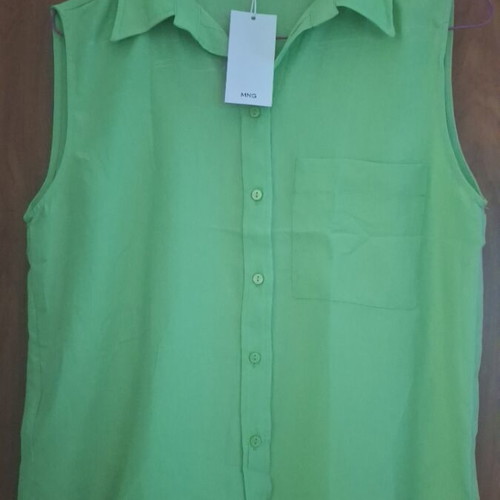 Lyocell sleeveless shirt Mango new, green, size M