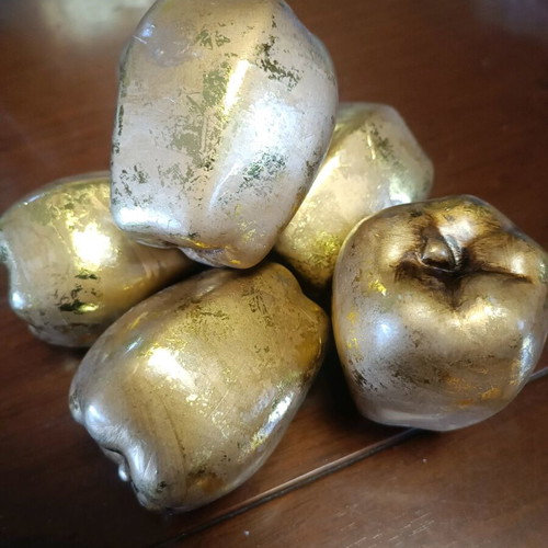 Ceramic decorative fruits gold color set of six like new