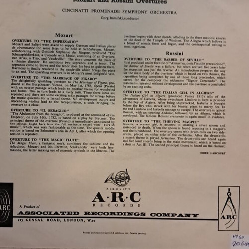 Mozart Rossini Overtures record used, good condition