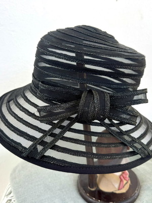 Accessorize women's hat with transparent weave and straw, like new, size S