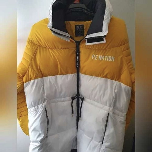 P.E Nation Full Court Jacket used women's winter parka white and yellow