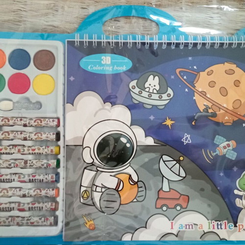 Painting set with block, crayons and watercolors 30x20cm, new