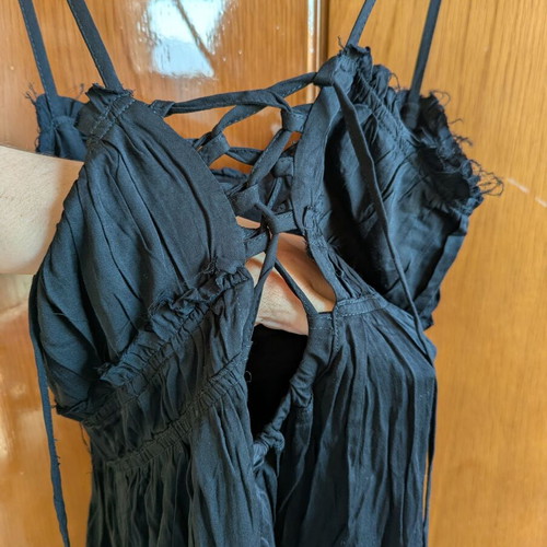 MyT dress medium blue and black new with straps and back ties