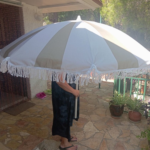Striped garden umbrella for veranda, new