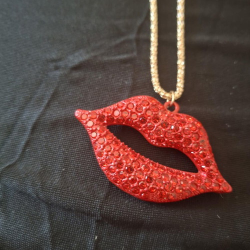 Handmade necklace with long chain new in gift box