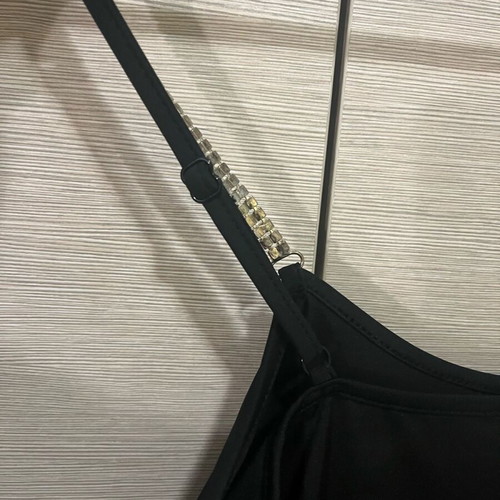 Shein black bodysuit like new with rhinestones on adjustable straps XS