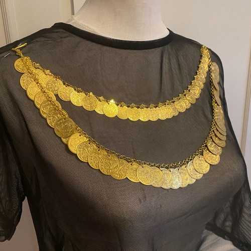 Traditional two-row chest jewelry new, gold-colored