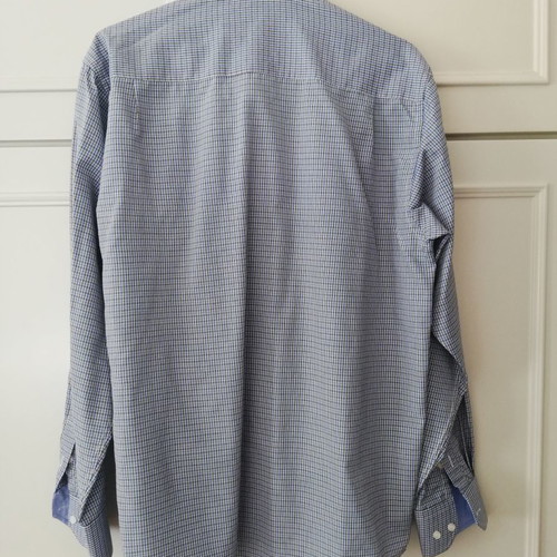 Secolo men's shirt used, long sleeve, size 41, blue-white-black check