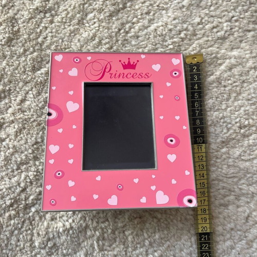 Princess pink photo frame with hearts and eyes like new