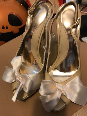 Shoe sandal used with silk bow size 37 beige