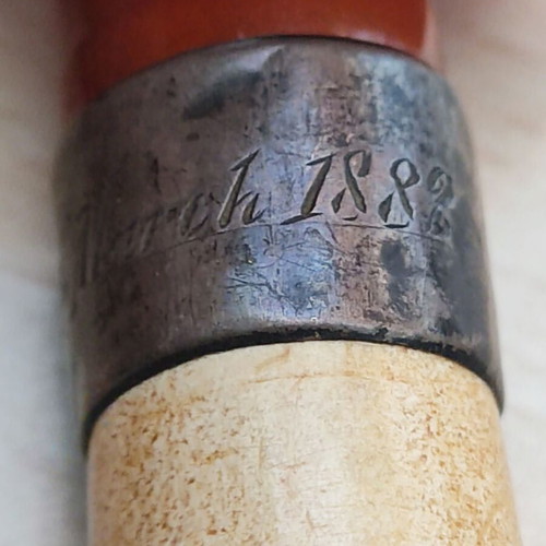 English pipe used with silver case, meershaum and amber 1882