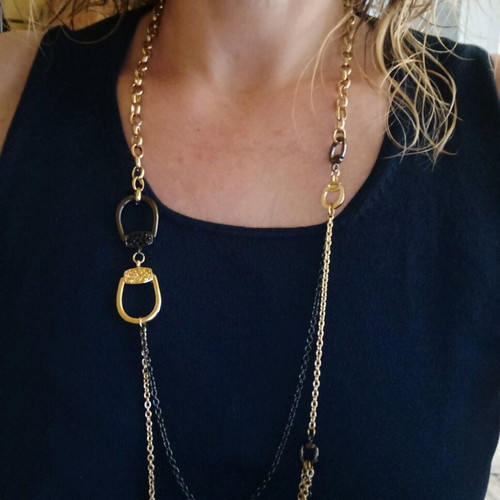 Necklace with multiple chains in gold and gray, like new