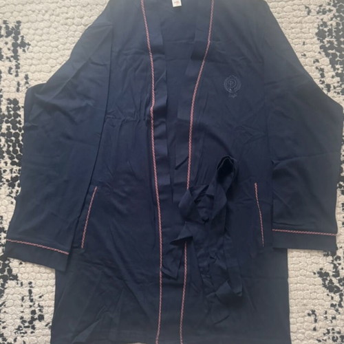 Men's robe S navy blue like new, thin cotton
