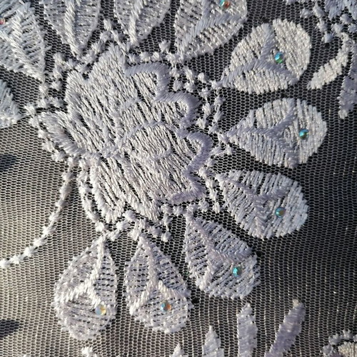 White guipure fabric 130/455 cm new with pearls and border
