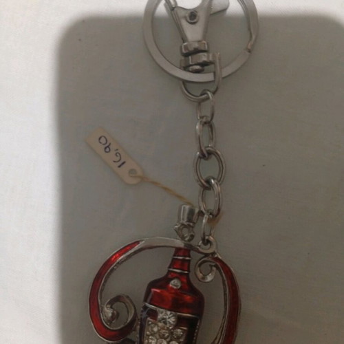 Silver keychain new, red and silver