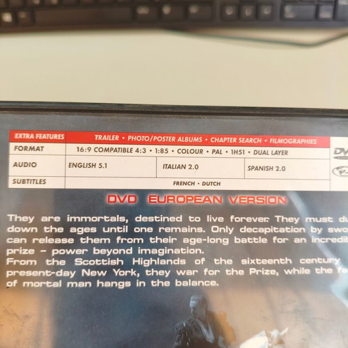 Highlander 1986 DVD like new, action sci-fi adventure