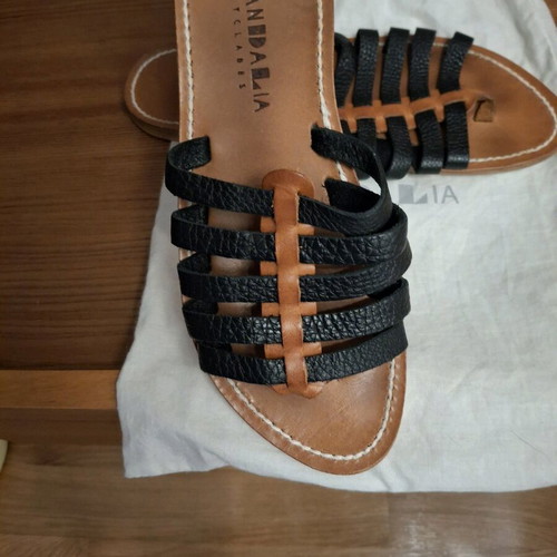 Handmade leather sandals SANDALIA Cyclades like new, size 39, black and brown