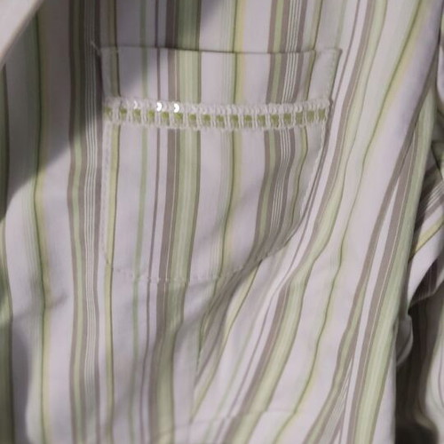 Jacket with cotton fabric and subtle yellow and green stripes like new