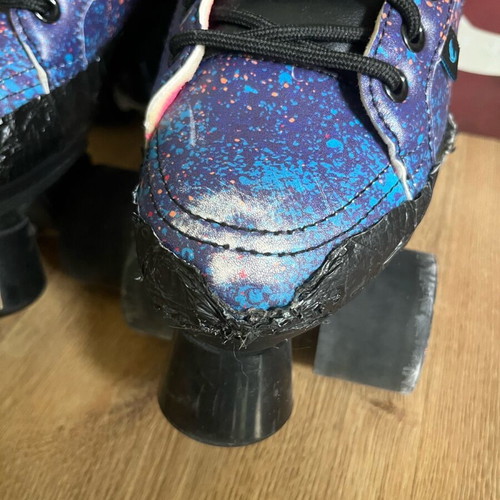 Chaya roller skates used with black tape, suitable for skate park