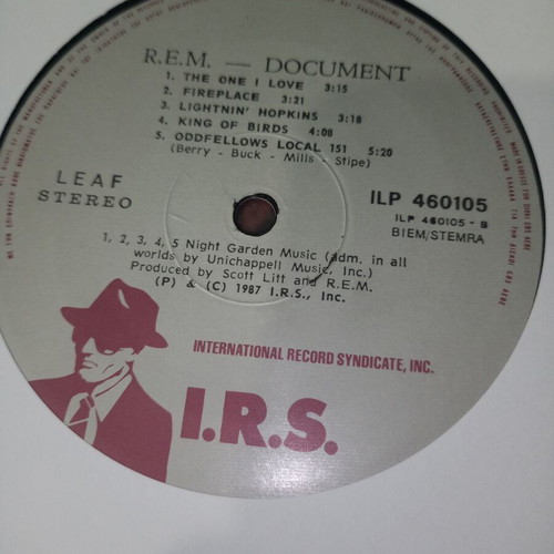 REM Document no5 vinyl used, Greek edition 1987, rock