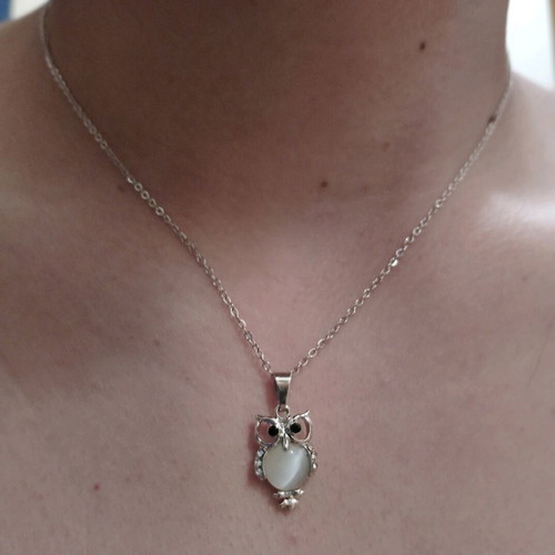 Owl Necklace New Silver Plated