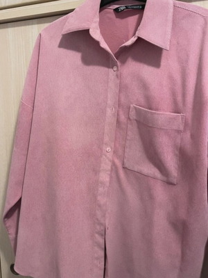 Γυναικείο ροζ πουκάμισο κοτλέ Zara, XS