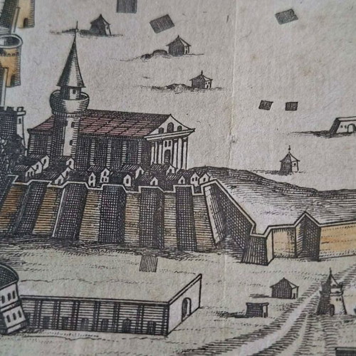 Engraving of Coronelli's Athens 1680 used, framed art