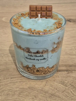 Dubai Chocolate candle handmade soy new with fragrance