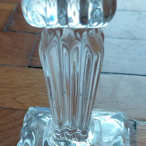 FOR SALE A SET OF 2 ITALIAN CANDLE HOLDERS FROM THE 1960s MADE OF PURE CRYSTAL