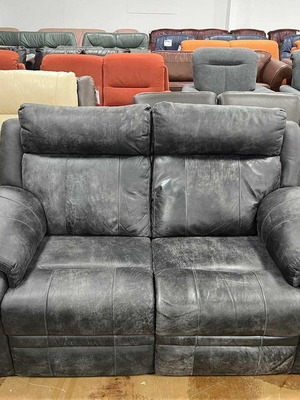 Gray leather two-seater sofa with electric relax mechanism like new