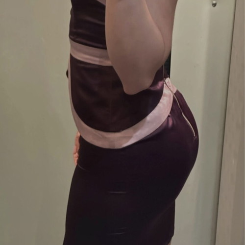 Lipsy London Strapless Satin Dress Aubergine S New
