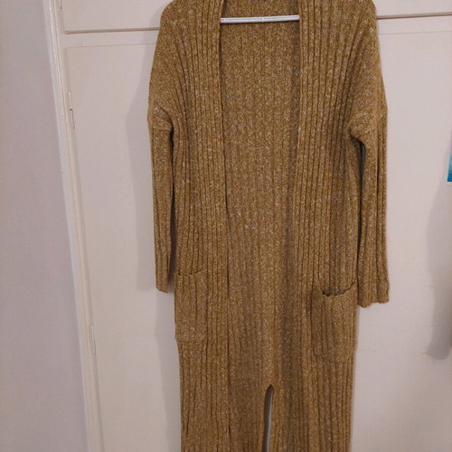 Knitted long cardigan Pull & Bear like new, beige and mustard