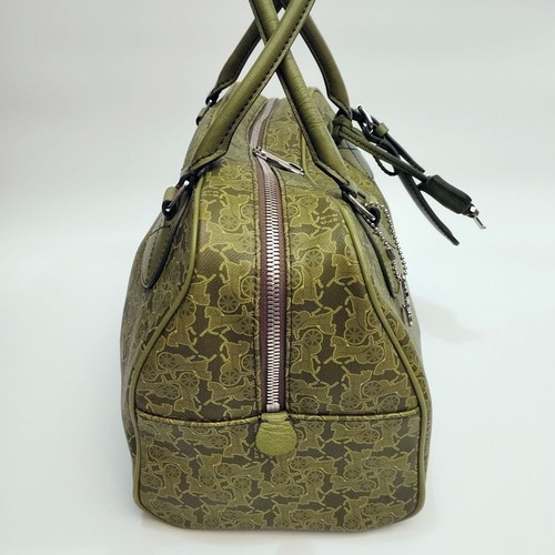 Celine Carriage Pattern handbag like new, green with case and lock