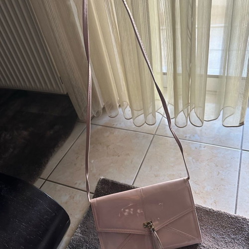 Pink plush envelope bag used, crossbody