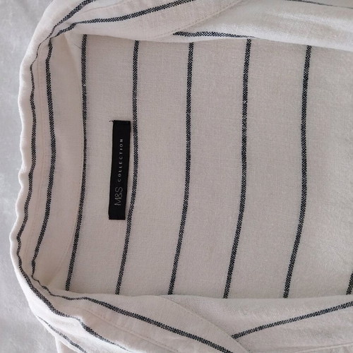 Dress M&S linen striped blue and off white size L/XL like new