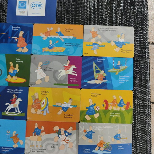 Phone cards Olympic Games Athens 2004 used, set of 24