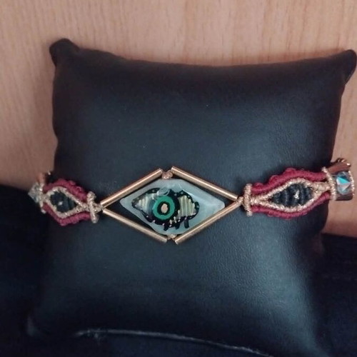 Handmade macrame bracelets set of 3 like new, multicolor