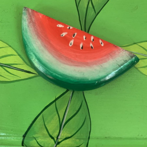 Handmade wooden jewelry box with summer fruit painting, new