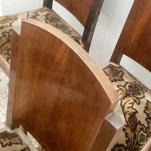Chairs set of 4 used from 1940-1950 solid walnut wood