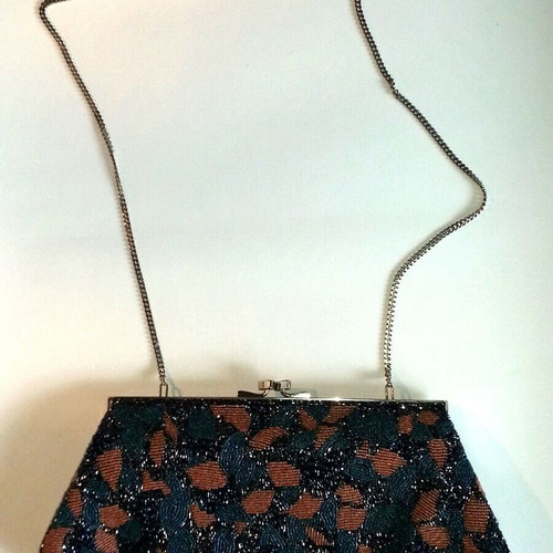 Vintage evening women's shoulder bag used with multicolored beads