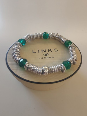 Links of London Sweetie bracelet with green crystals, sterling silver