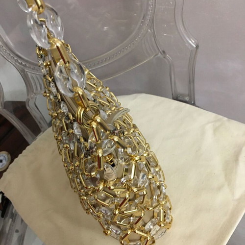 By Far Capria Chainlink leather shoulder bag nude new