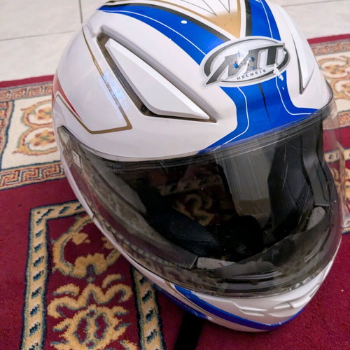 MT motorcycle helmet used with scratches and minor dents