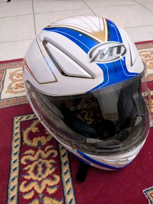 MT motorcycle helmet used with scratches and minor dents