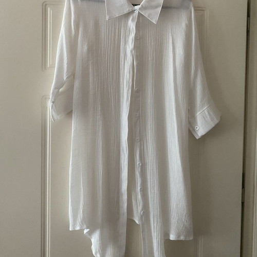 White Long Shirt Tunic Plissé used, size XS