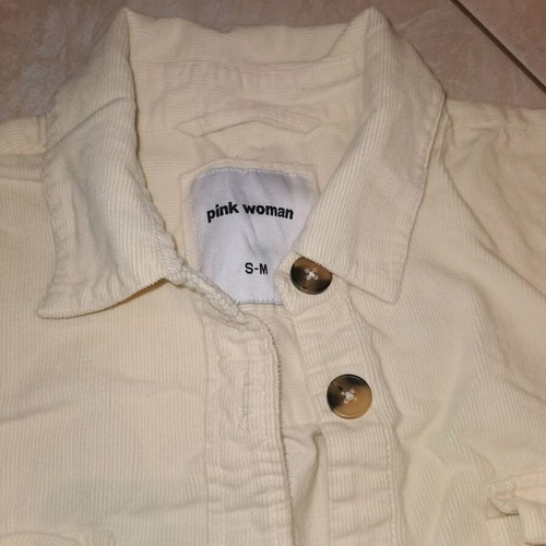 Pink Woman thin corduroy shirt S/M like new, yellow